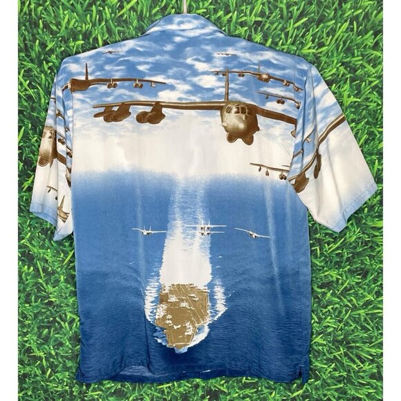 VTG Aircraft Carrier Planes Navy Air Force AOP XXL Graphic Button Front Shirt - Picture 3 of 4